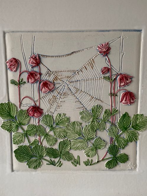 Hovedbilde Vintage botanisk keramikk relieff JIE 